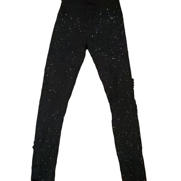 Cat & Jack Girls Size 10/12 Black Glitter Leggings - Picture 1 of 4